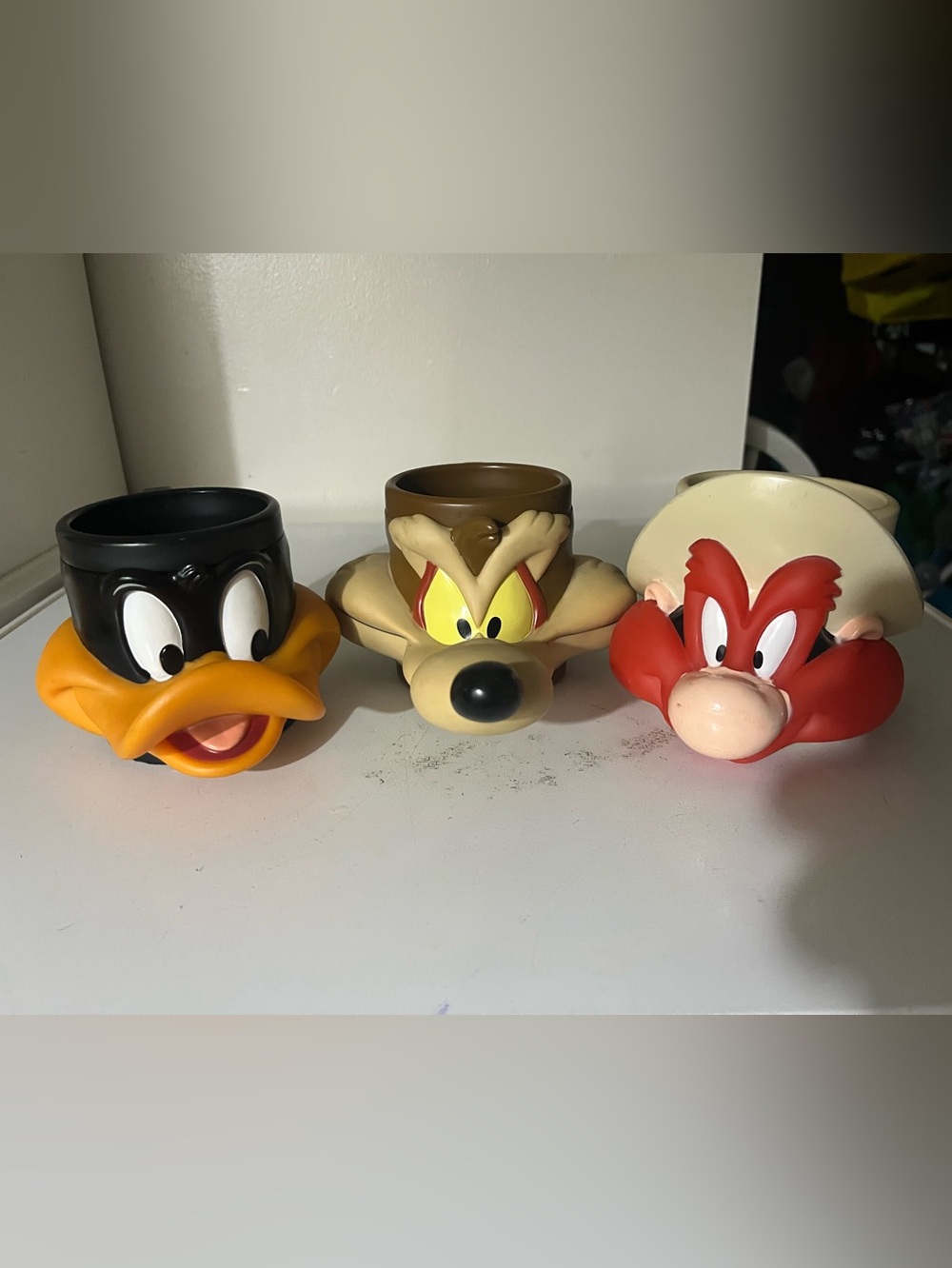 Set of 3 Vintage Looney Tunes Plastic Mold Mugs